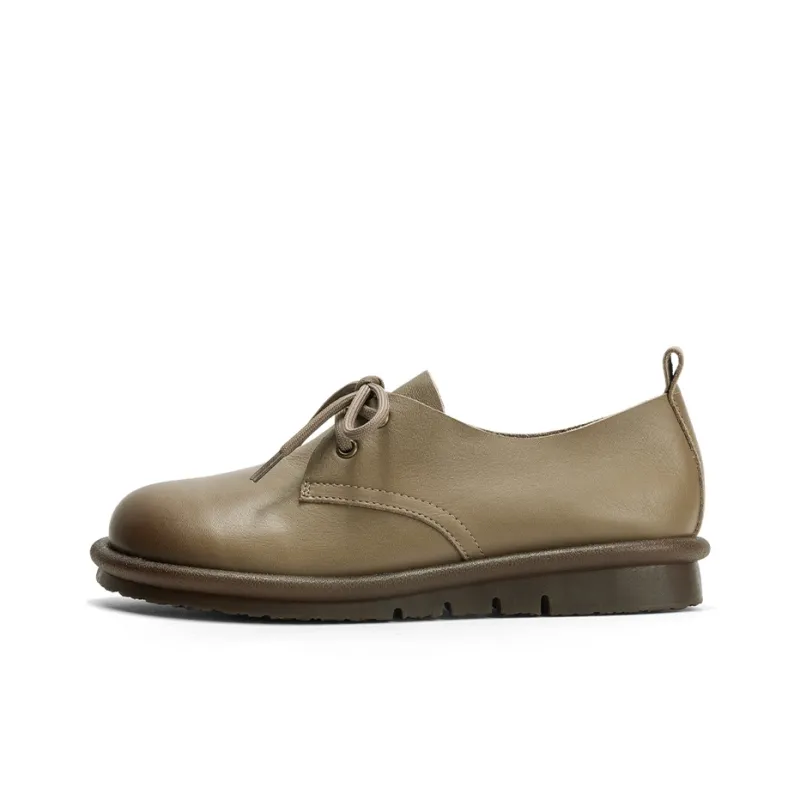 Q.VONTON Women's Casual Shoes Women's Low Top Ecru/Khaki-4