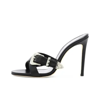 Paris Texas Regina Buckled Leather Mules