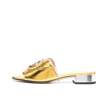 GUCCI Slide Slippers Women's Gold