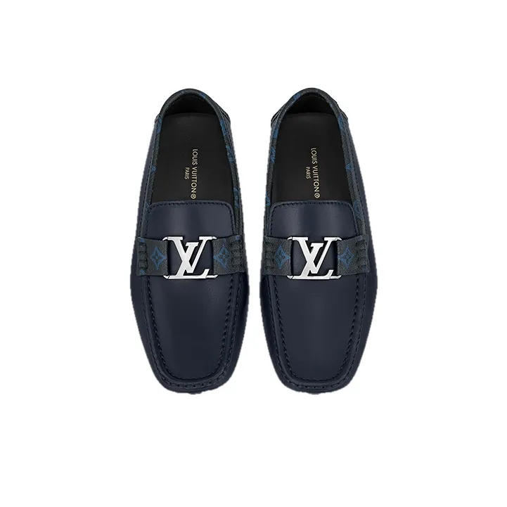 LOUIS VUITTON Lv Monte Carlo Moccasin Shoes 'Navy With Monogram Collar'-2