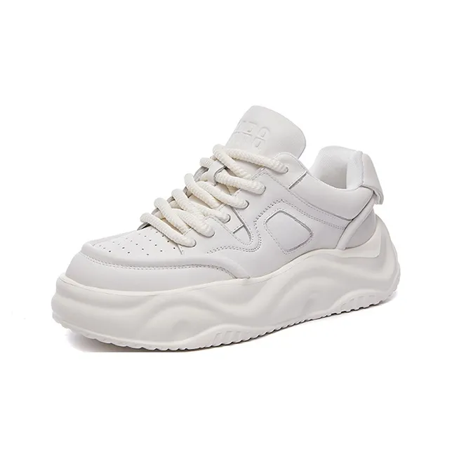 SHERIDan Wear Resistant Height Increasing Low Top Skateboard Shoes Men's White-1