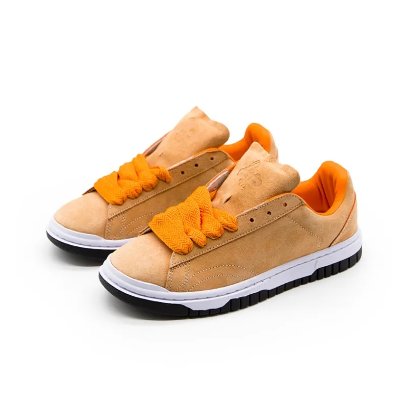 Shionpo Slip Resistant Cushioning Wear Resistant Breathable Low Top Skateboard Shoes Unisex Orange-0