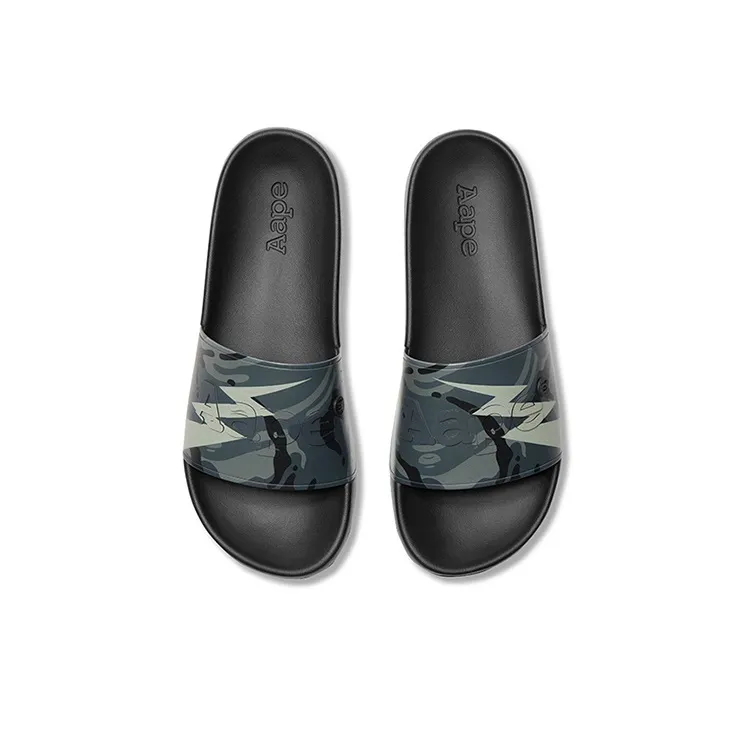 Aape Rubber Sole Abrasion-Resistant Slide Slippers Unisex Lightning Blue-2