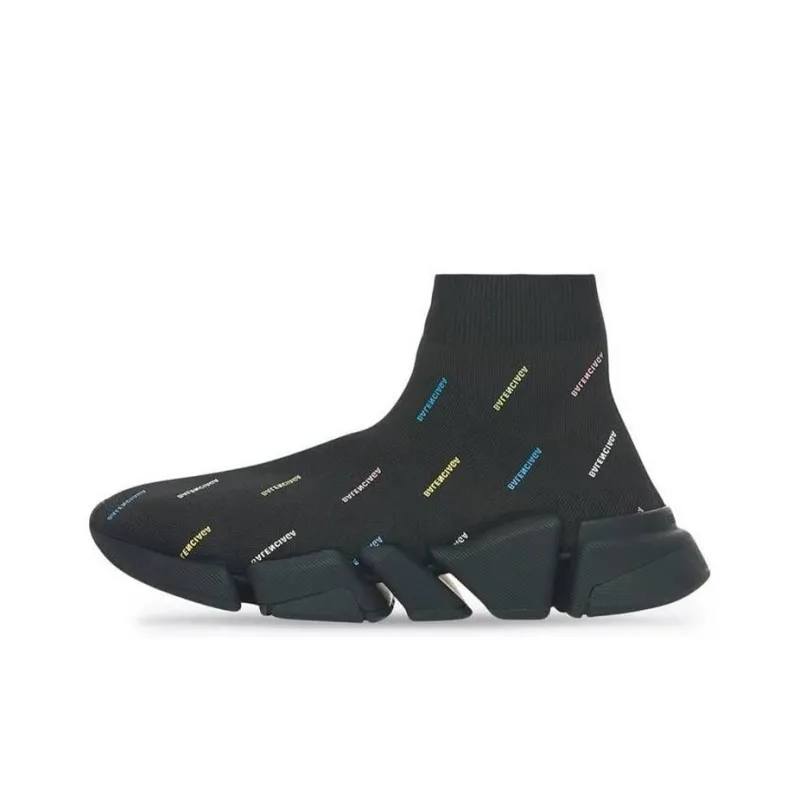 Balenciaga Speed 2.0 AllOver Logo Recycled Knit Black Multicolor-0