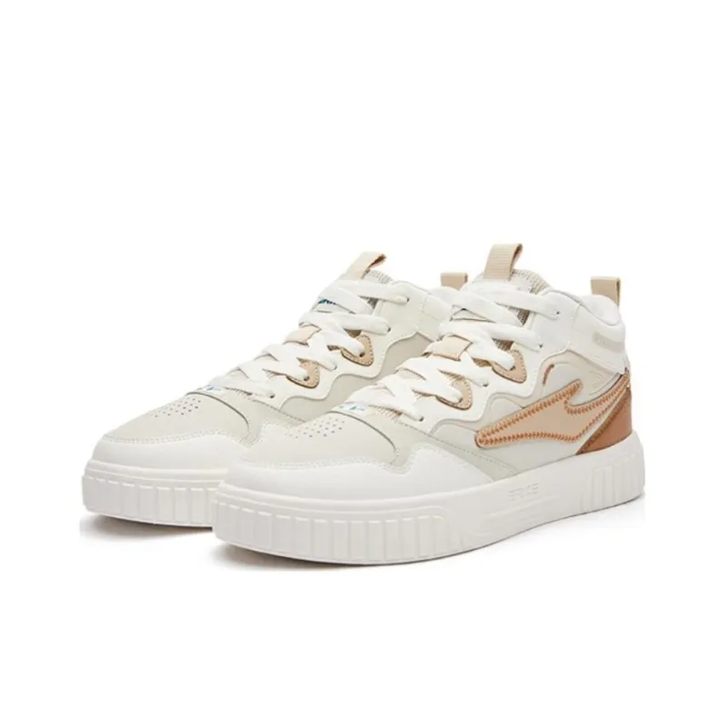 Erke Skateboard Shoes Men Low Top White Brown-2