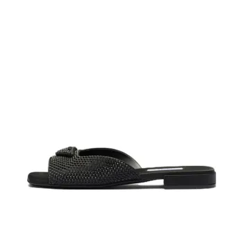 PRADA Rubber Sole Slip Resistant Slide Slippers Women's Black