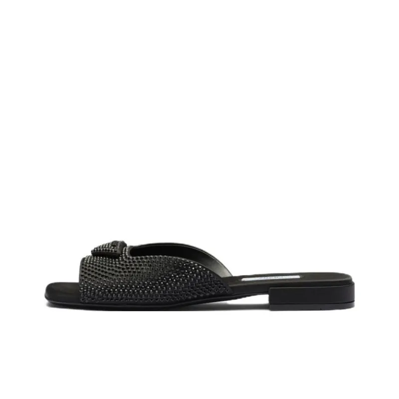 PRADA Rubber Sole Slip Resistant Slide Slippers Women's Black-0