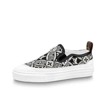 LOUIS VUITTON Playtime Slip On Shoes 'Black White Monogram' Women's