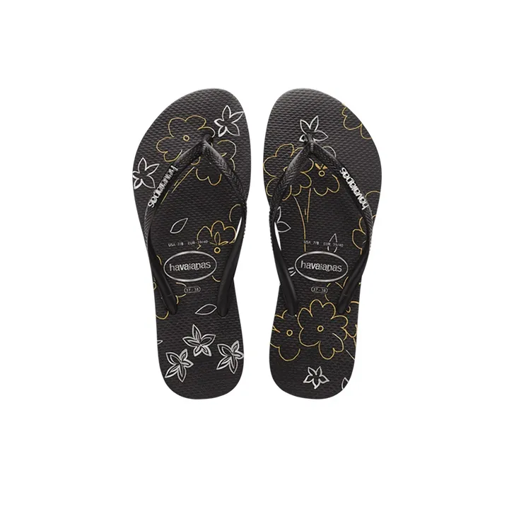 Disney x Havaianas Slim Metallic Prt Sports Slippers Women's Black-4