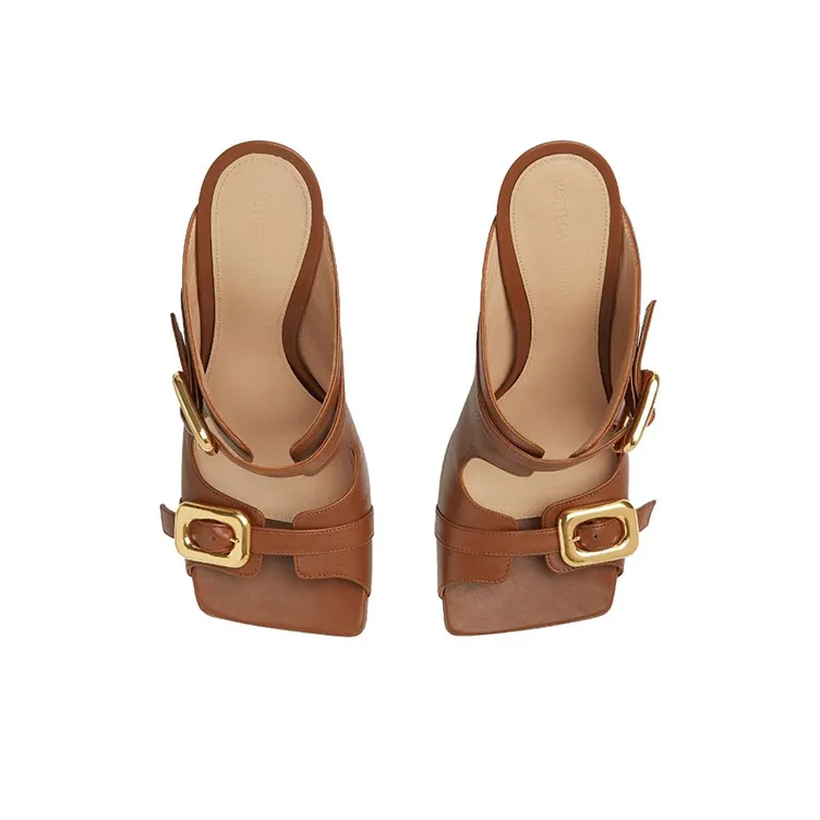 Bottega Veneta Stretch Abrasion Resistant Slide Slippers Women's Brown-1