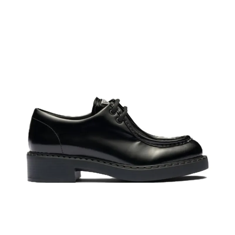 PRADA Women's Brushed Leather Lace-Up 'Black'-1