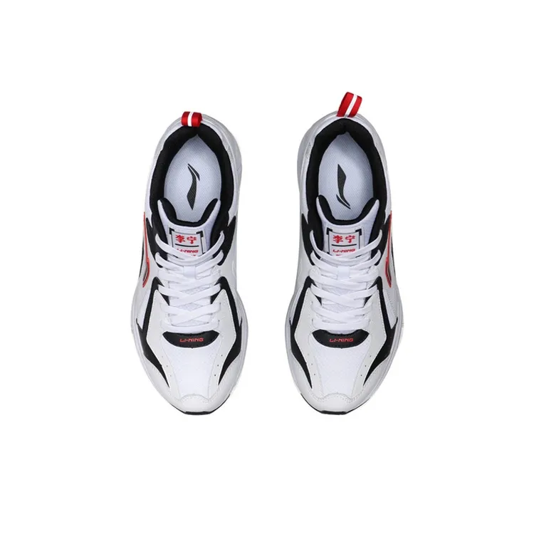LiNing Cushioned Slip Resistant Abrasion Resistant Low Top Running Shoes Men's Black White-2