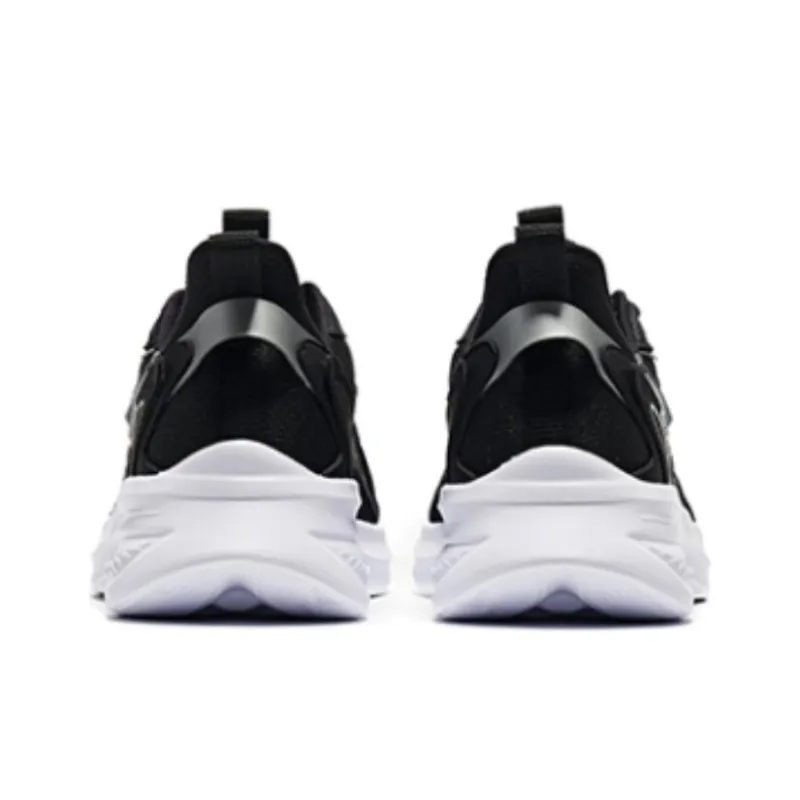 Erke Cushioned Slip Resistant Abrasion Resistant Low Top Running Shoes Men's Jet Black Bright Silver-4