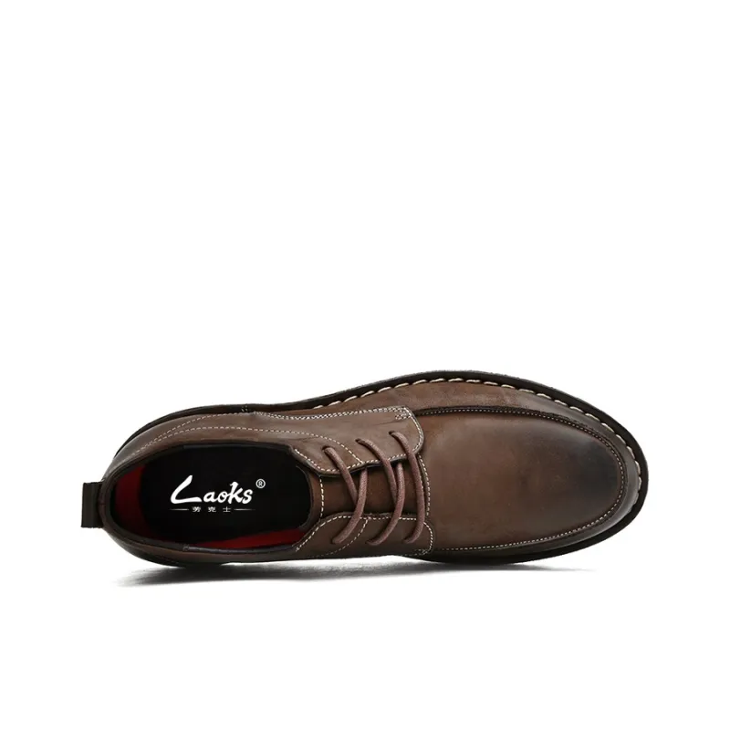 Laoks Men's Casual Shoes Men Low Top Brown/Black-2