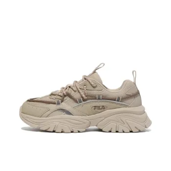 FILA Twine Patch Cushioning Anti Slip And Wear Resistant Low Top Casual Shoes Unisex Beige Yellow Korean Style