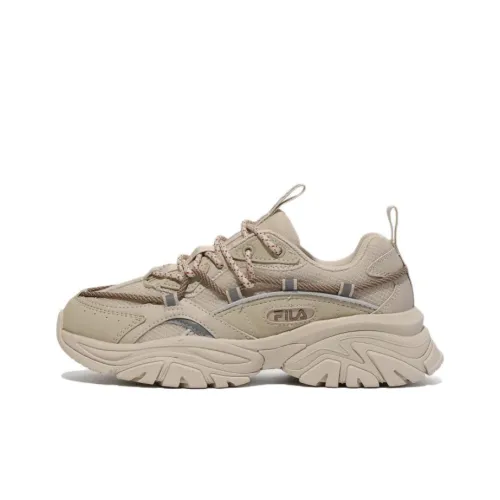 FILA Twine Patch Cushioning Anti Slip And Wear Resistant Low Top Casual Shoes Unisex Beige Yellow Korean Style