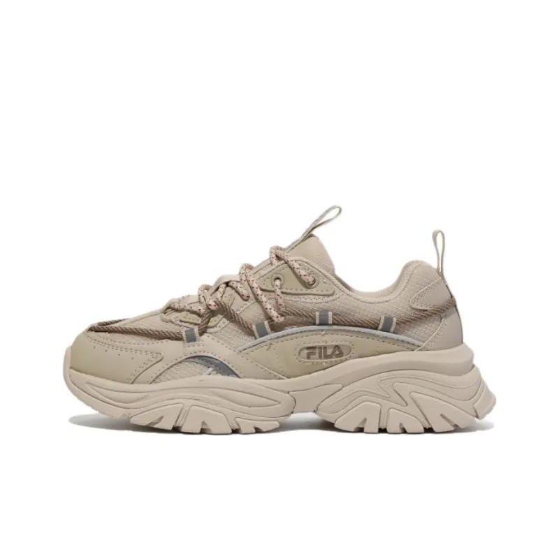 FILA Twine Patch Cushioning Anti Slip And Wear Resistant Low Top Casual Shoes Unisex Beige Yellow Korean Style-0