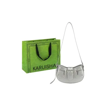 KARUISHA Patent Leather Shoulder Bag Women's Silver/Black