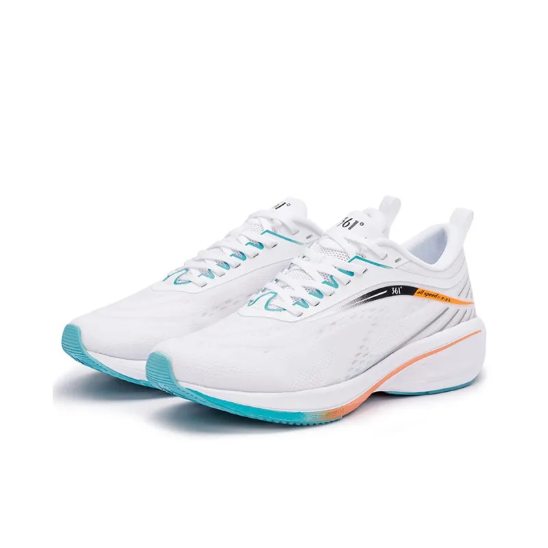 361° Cushioned Breathable Slip-Resistant Low-Top Running Shoes Men's White Green-3