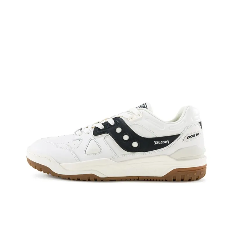 Saucony Cross 90 Anti Slip Wear Resistant Low Top Skateboard Shoes Unisex Beige Black-0