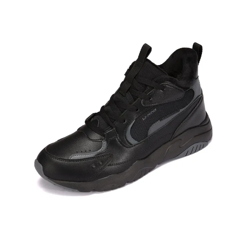LiNing Slip Resistant, Abrasion Resistant, Thermal, Breathable High Top Sports Casual Shoes Men's Black-2