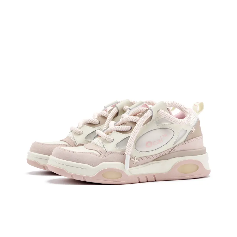 Ocai Retro Anti Slip Wear Resistant Low Top Skateboard Shoes Unisex Haze Pink-2