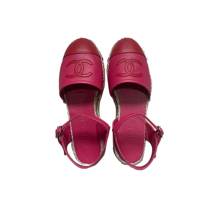CHANEL Casual Single Shoes Women's Red-3