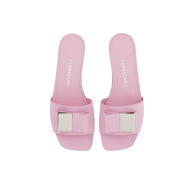 FERRAGAMO Double-bow Leather Slides-3