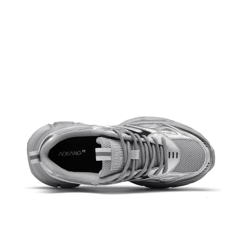 AOKANG Chunky Sneakers Unisex Low Top Silver, Gold-4