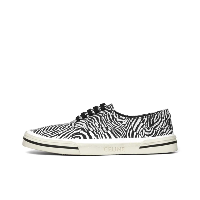 CELINE Low Top Stylish Skateboarding Shoes Men's Black White-0
