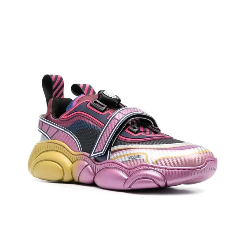 MOSCHINO Cushioning Low Top Sports Casual Shoes Women's Pink Yellow-1
