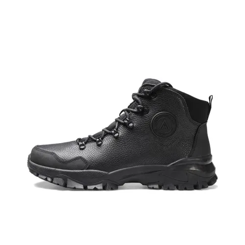 HUMTTO Non-slip Wear-resistant Shock Absorption High-Top Outdoor Shoes Men's Pitch Black