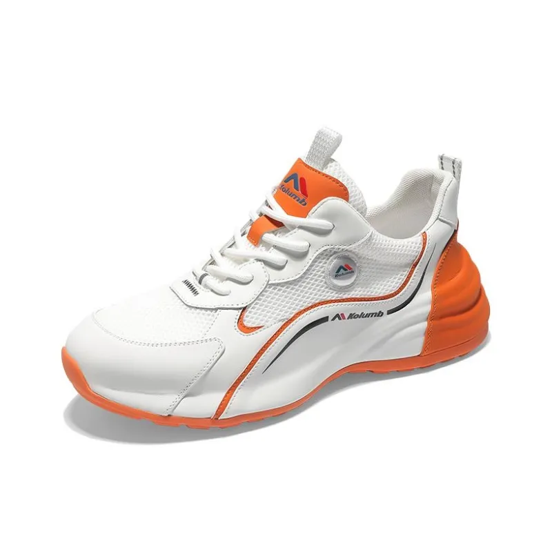 Kolumb Slip Resistant And Breathable Low Top Casual Shoes Men's White Orange-0