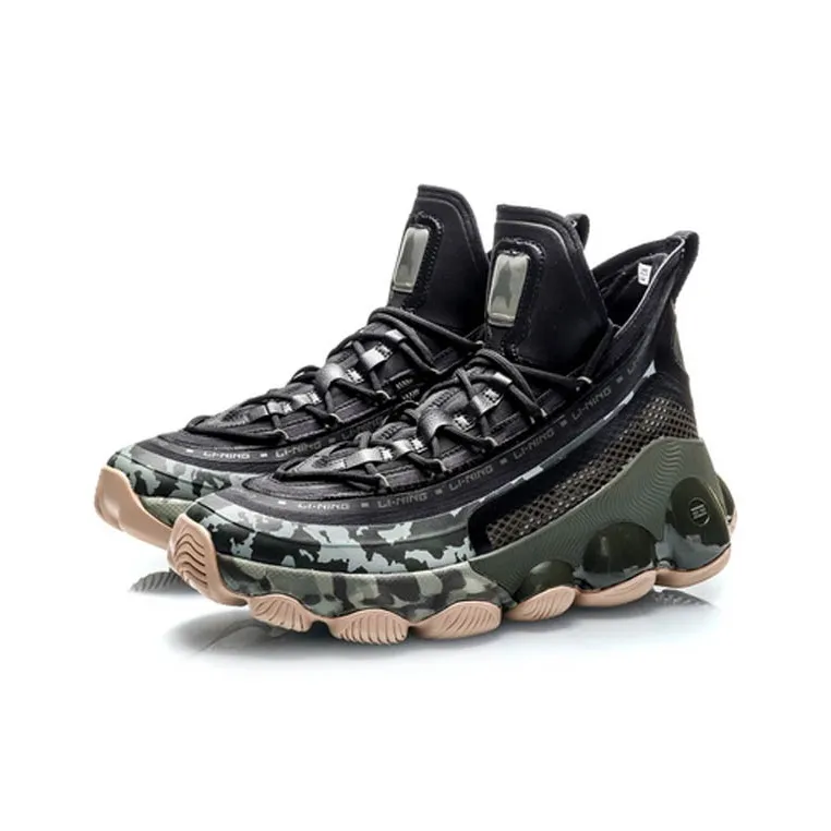 LiNing Non slip Lightweight High Top Basketball Shoes Unisex Camouflage-2