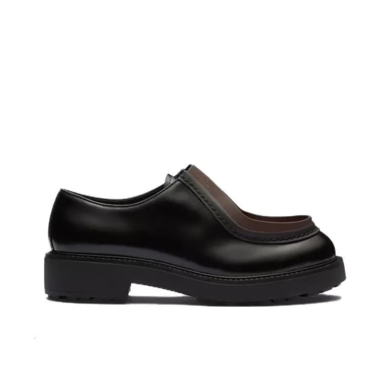 PRADA Opaque Brushed-leather Lace-up Shoes Original Shoe Box PRADA Opaque Brushed-leather Lace-up Shoes Original Shoe Box