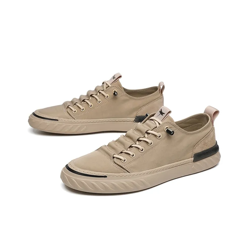 RED DRAGONFLY Skateboard Shoes Men Low Top Gray/Army Green/Apricot-12
