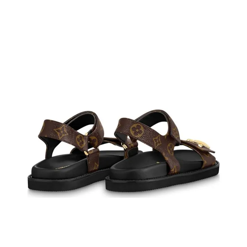 LOUIS VUITTON Sunset Painted Series One Strap Sandals Women's Brown-3