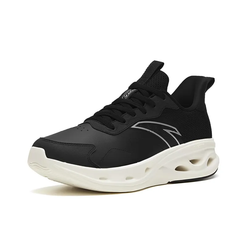 Anta Anti Slip And Wear Resistant Rebound Low Top Running Shoes Men's Bright Black White-2