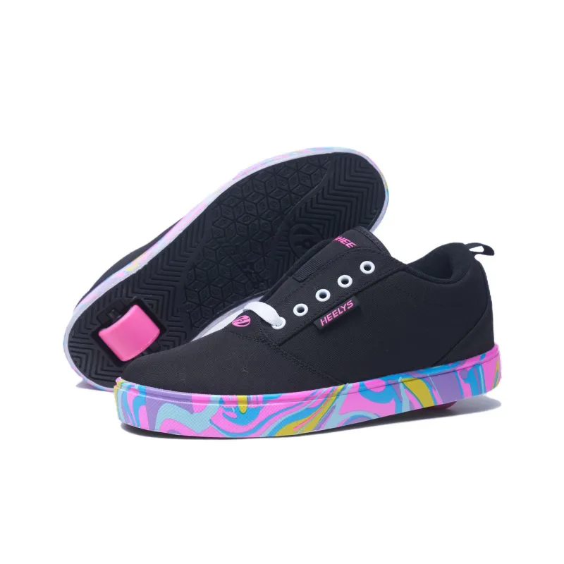 HEELYS Anti-Slip Wear-Resistant Low-Top Canvas Shoes Unisex Black-4