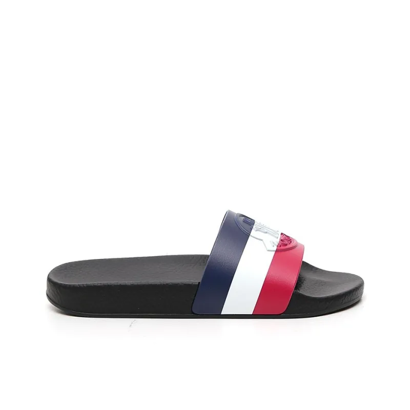 Moncler Basile Pool Slides Black Tricolour-1