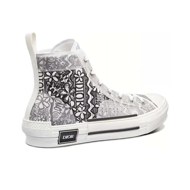 DIOR And Shawn B23 High Top Black White Embroidery-3