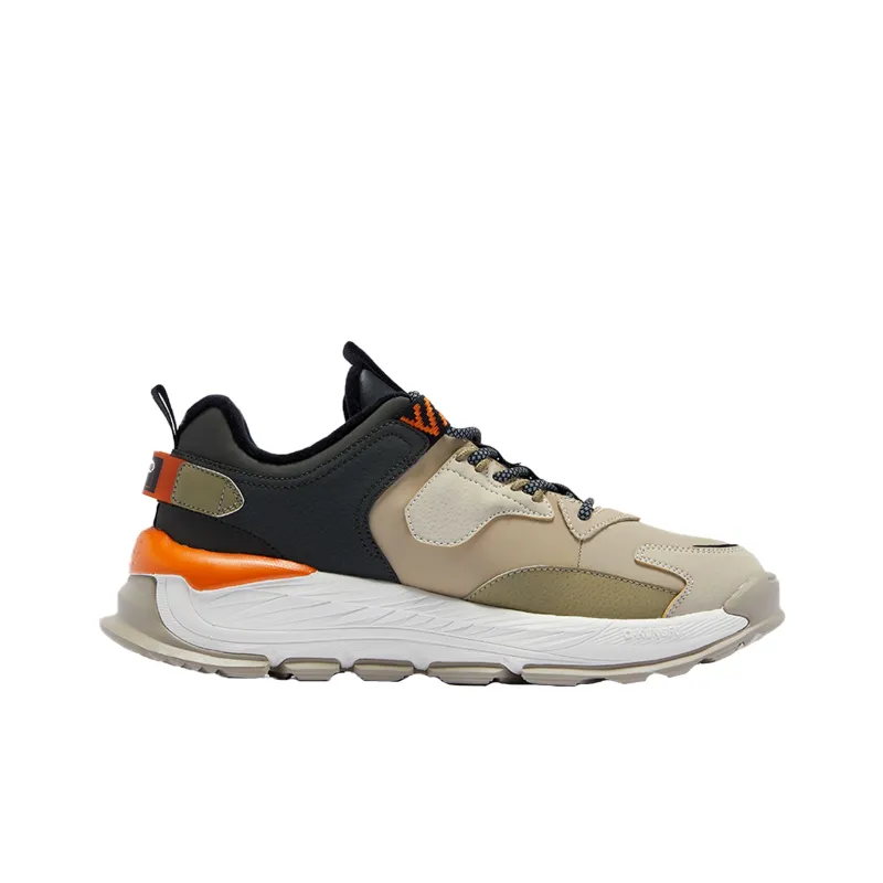 QIAODAN Cushioned Wear Resistant Breathable Low Top Running Shoes Men's Khaki-1