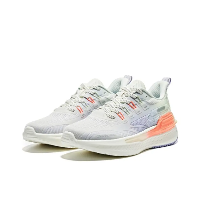 Erke Cushioning, Slip Resistant, And Abrasion Resistant Low Top Running Shoes Women's White Orange Purple-1