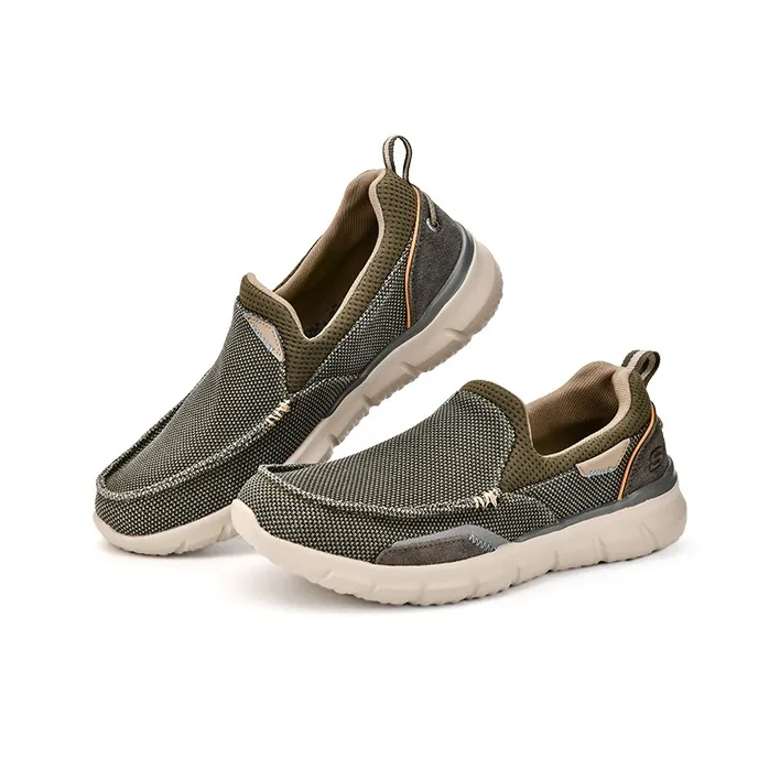 Skechers Slip Resistant Low Top Casual Shoes Men's Olive Green-2