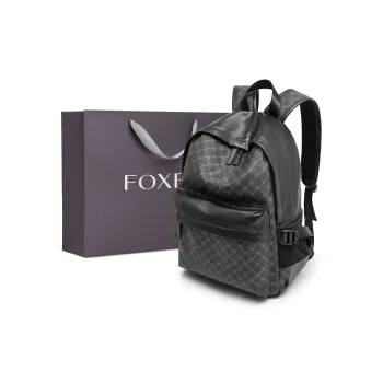 FOXER Synthetic Leather, Textile Mosaic Backpack Regular Men's Black