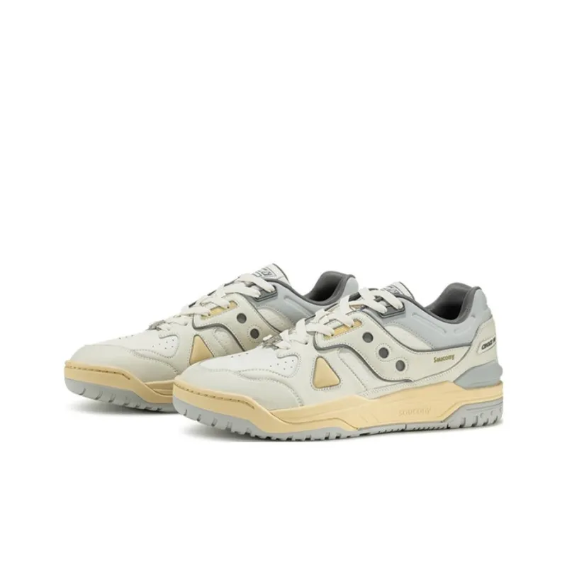 Saucony Cross 90 Anti Slip Wear Resistant Low Top Skateboard Shoes Unisex White Gray-2