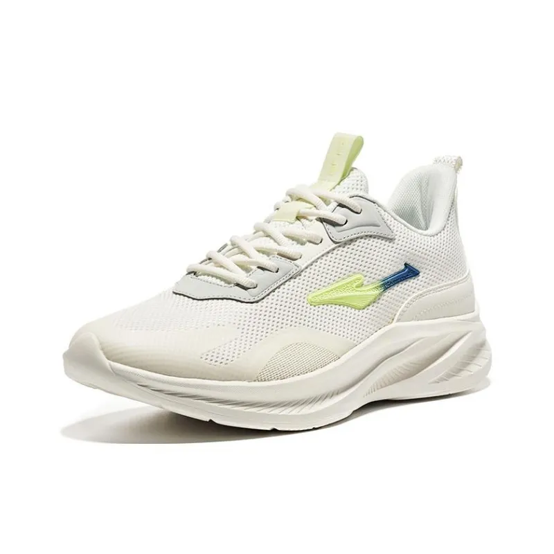 Erke Cushioning Anti Slip And Wear Resistant Low Top Running Shoes Men's White Green-1