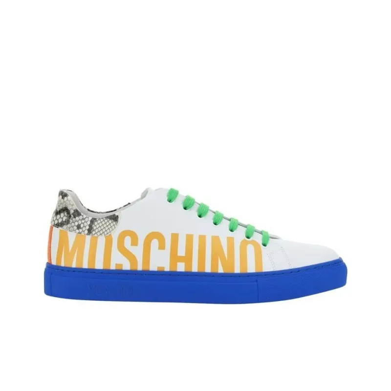 MOSCHINO Stylish Skateboarding Shoes Men's White Yellow-1