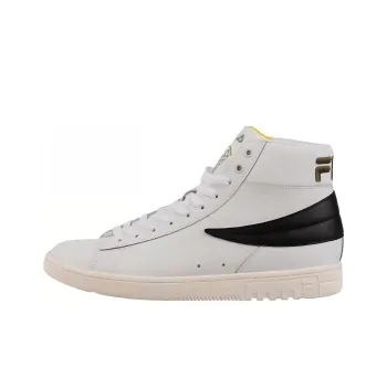 FILA Anti Slip Wear Resistant High Top Skateboard Shoes Unisex White Black