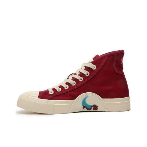 WARRIOR Canvas Shoes Women's High-Top Burgundy